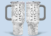 Silver-lined Floral Pattern Car Cup - Personalized Name and Title - Excellent Gift Choice - Joliny