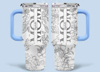 Silver-lined Floral Pattern Car Cup - Personalized Name and Title - Excellent Gift Choice - Joliny