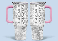 Silver-lined Floral Pattern Car Cup - Personalized Name and Title - Excellent Gift Choice - Joliny