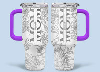 Silver-lined Floral Pattern Car Cup - Personalized Name and Title - Excellent Gift Choice - Joliny
