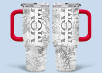 Silver-lined Floral Pattern Car Cup - Personalized Name and Title - Excellent Gift Choice - Joliny