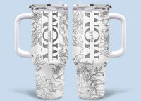 Silver-lined Floral Pattern Car Cup - Personalized Name and Title - Excellent Gift Choice - Joliny