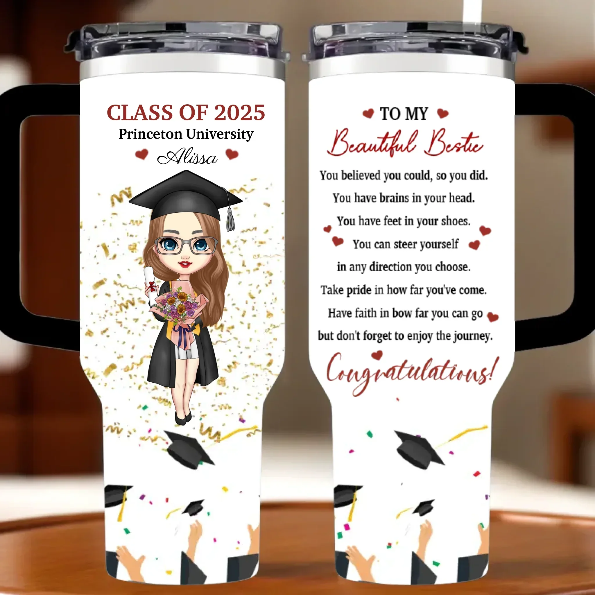 Graduation Congratulation Enjoy The Journey - Personalized Car Cup - Graduation Gift