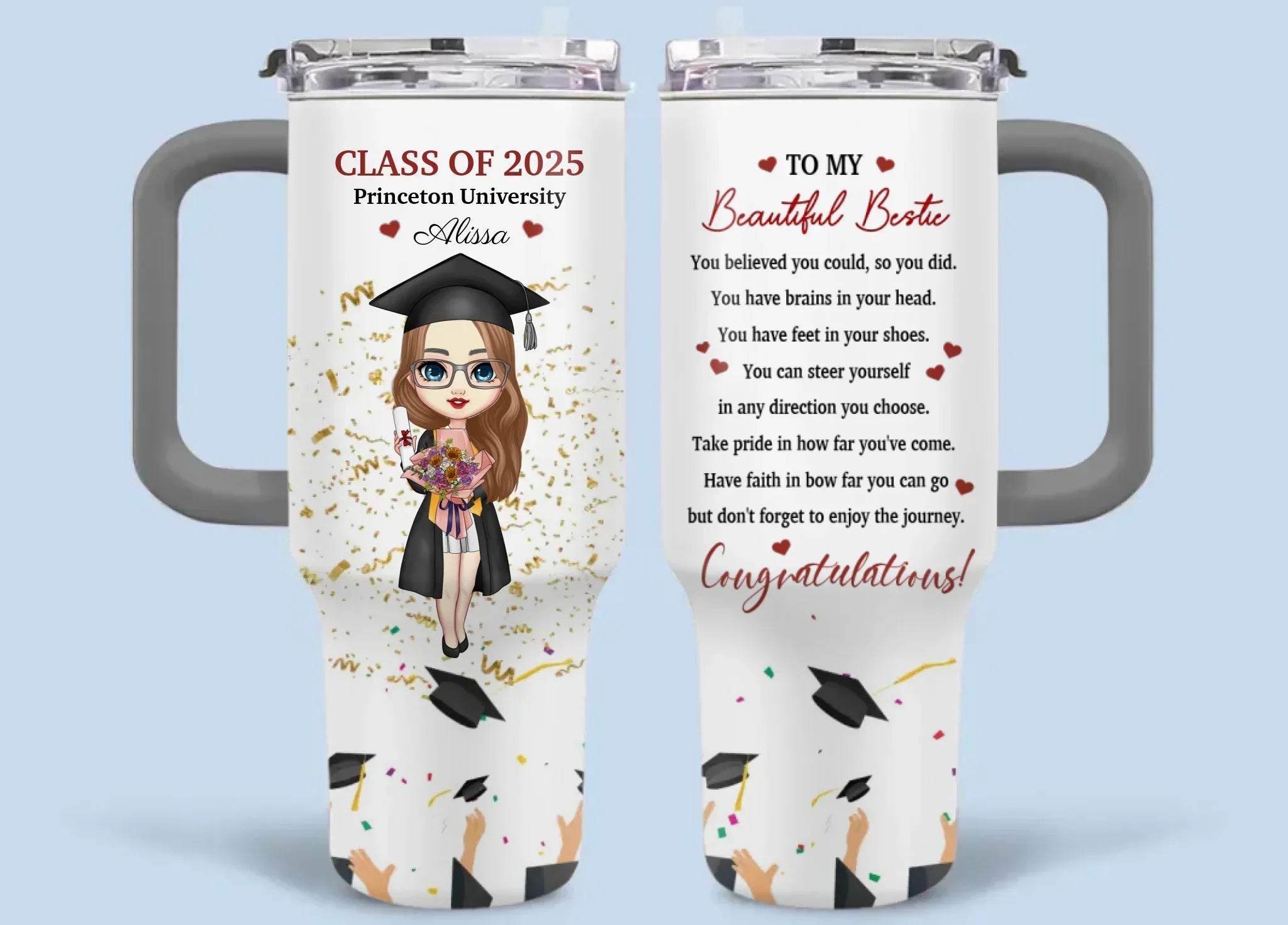 Graduation Congratulation Enjoy The Journey - Personalized Car Cup - Graduation Gift - Joliny