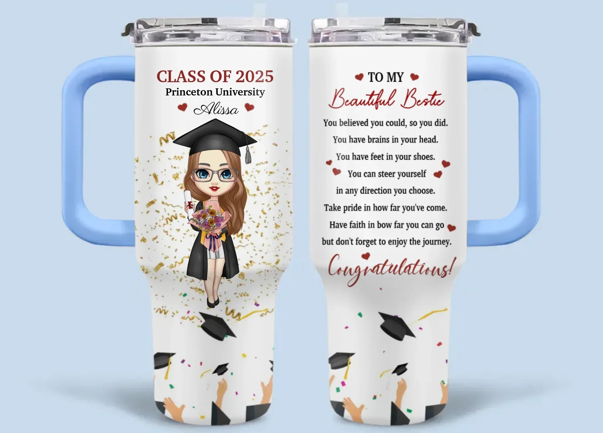 Graduation Congratulation Enjoy The Journey - Personalized Car Cup - Graduation Gift - Joliny