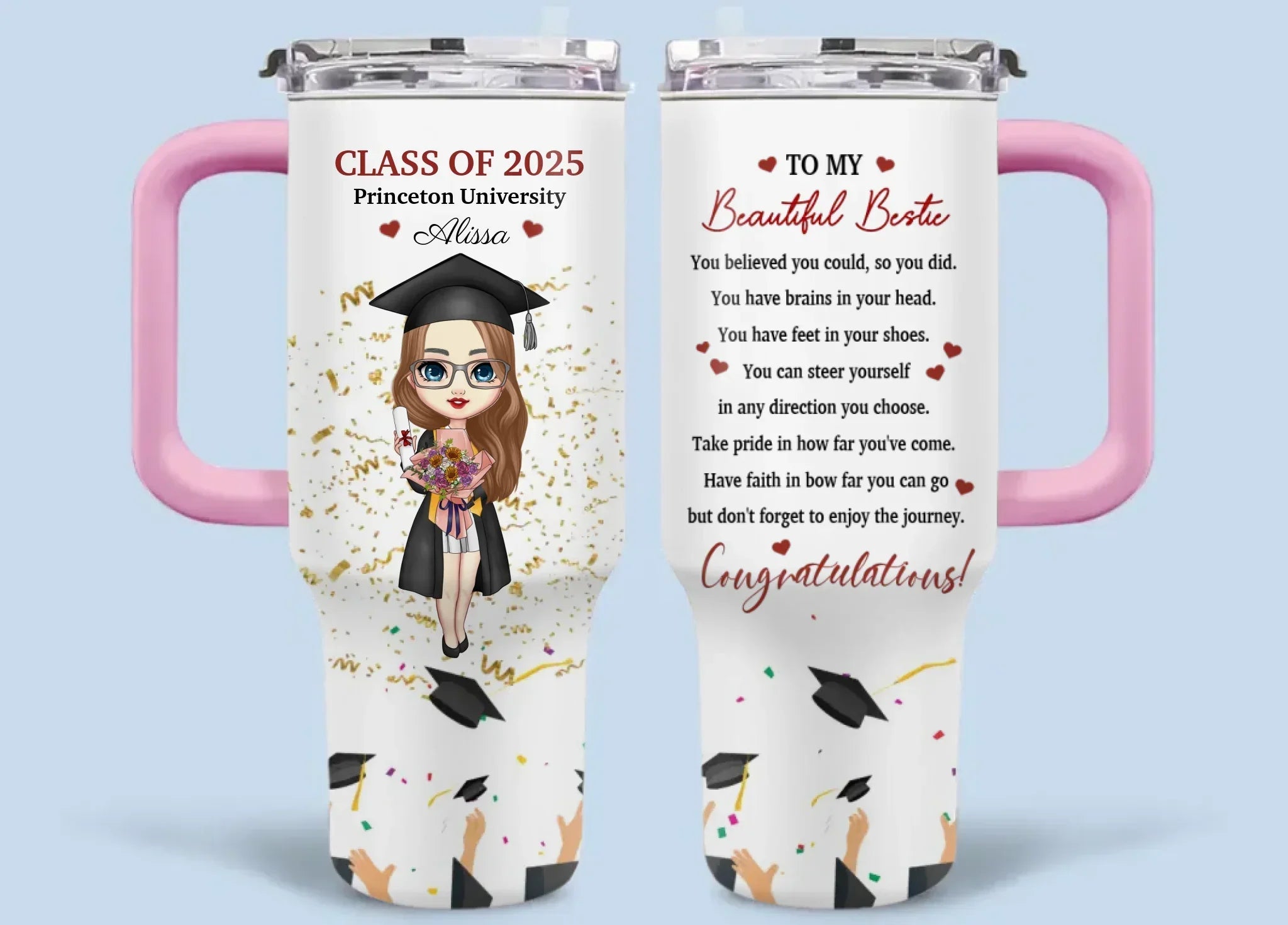 Graduation Congratulation Enjoy The Journey - Personalized Car Cup - Graduation Gift - Joliny