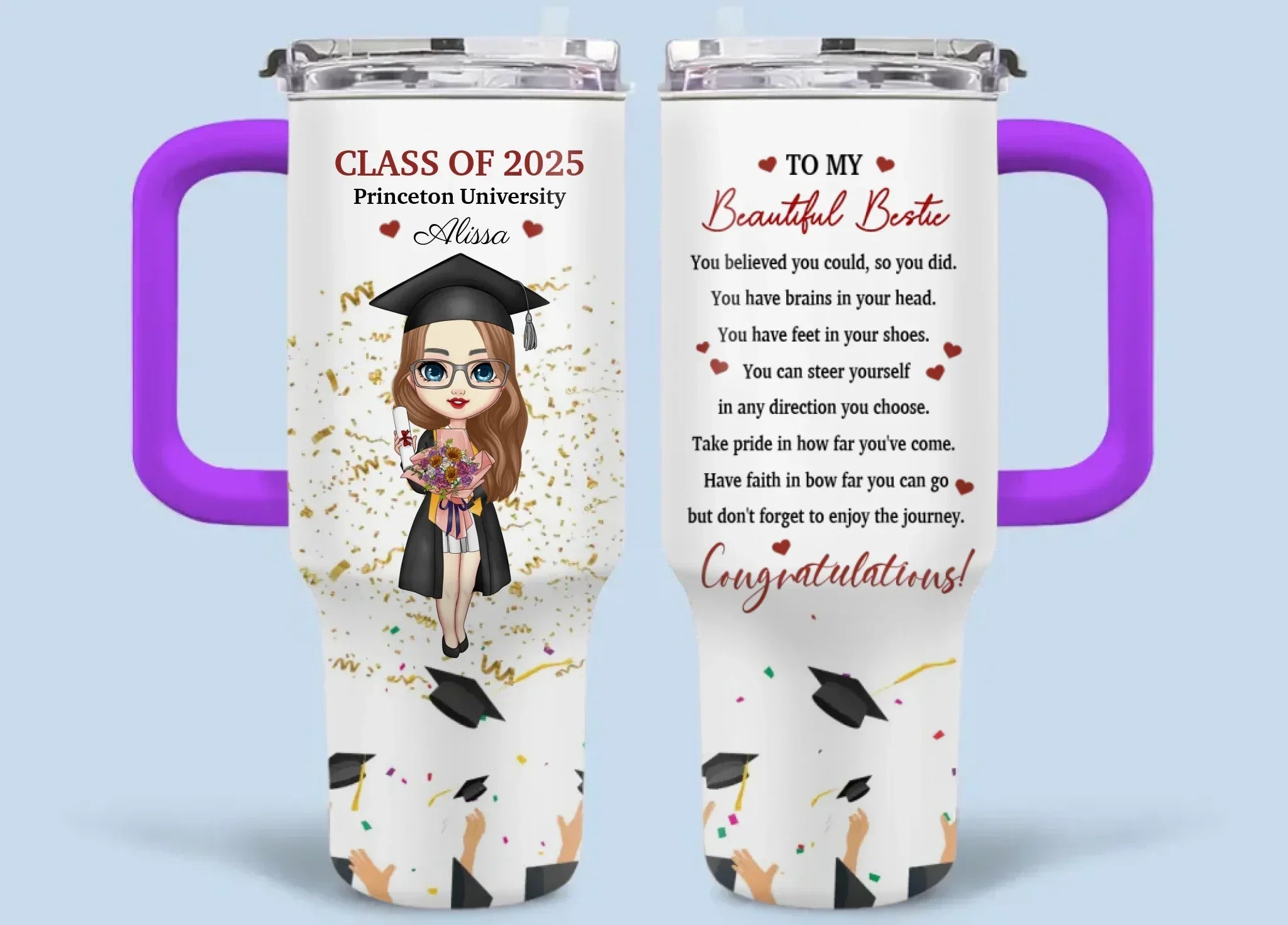 Graduation Congratulation Enjoy The Journey - Personalized Car Cup - Graduation Gift - Joliny