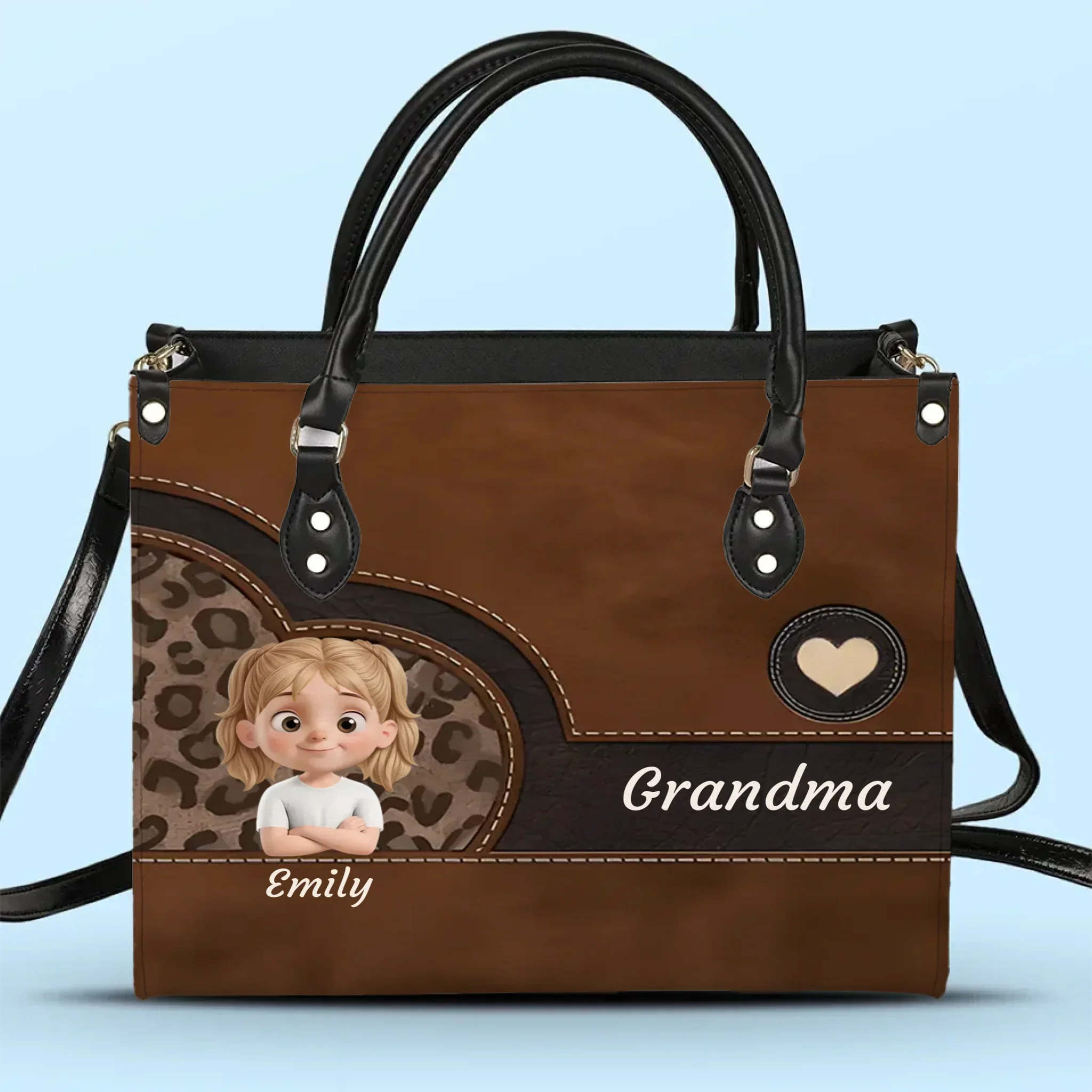 Custom Leather Handbag - Personalized Character - Gift for Family Members