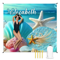 Customized Marine Life Beach Mats - Personalized Name - Gifts for Beach Tourism,Hiking Trips - Joliny