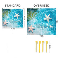 Starfish in the Waves - Personalized Name on Beach Mat - Gifts for Beach Tourism,Hiking Trips - Joliny