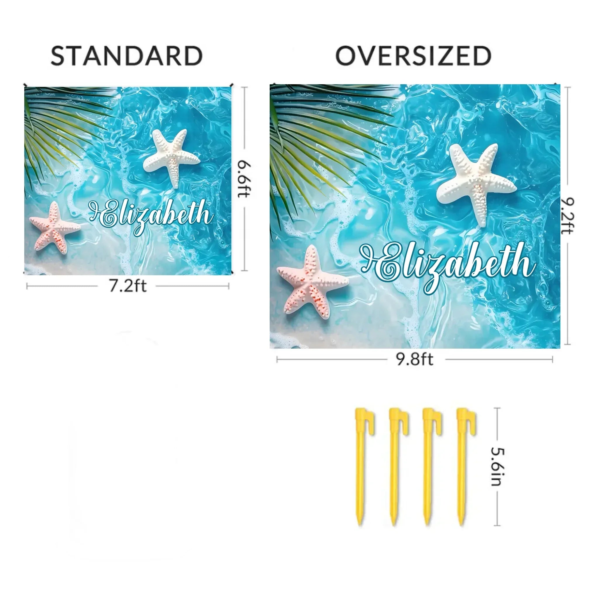 Starfish in the Waves - Personalized Name on Beach Mat - Gifts for Beach Tourism,Hiking Trips - Joliny