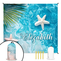 Starfish in the Waves - Personalized Name on Beach Mat - Gifts for Beach Tourism,Hiking Trips - Joliny