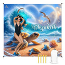 Customized Turtle Theme Beach Mat - Personalized Name - Gifts for Beach Party - Joliny