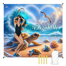 Customized Turtle Theme Beach Mat - Personalized Name - Gifts for Beach Party - Joliny