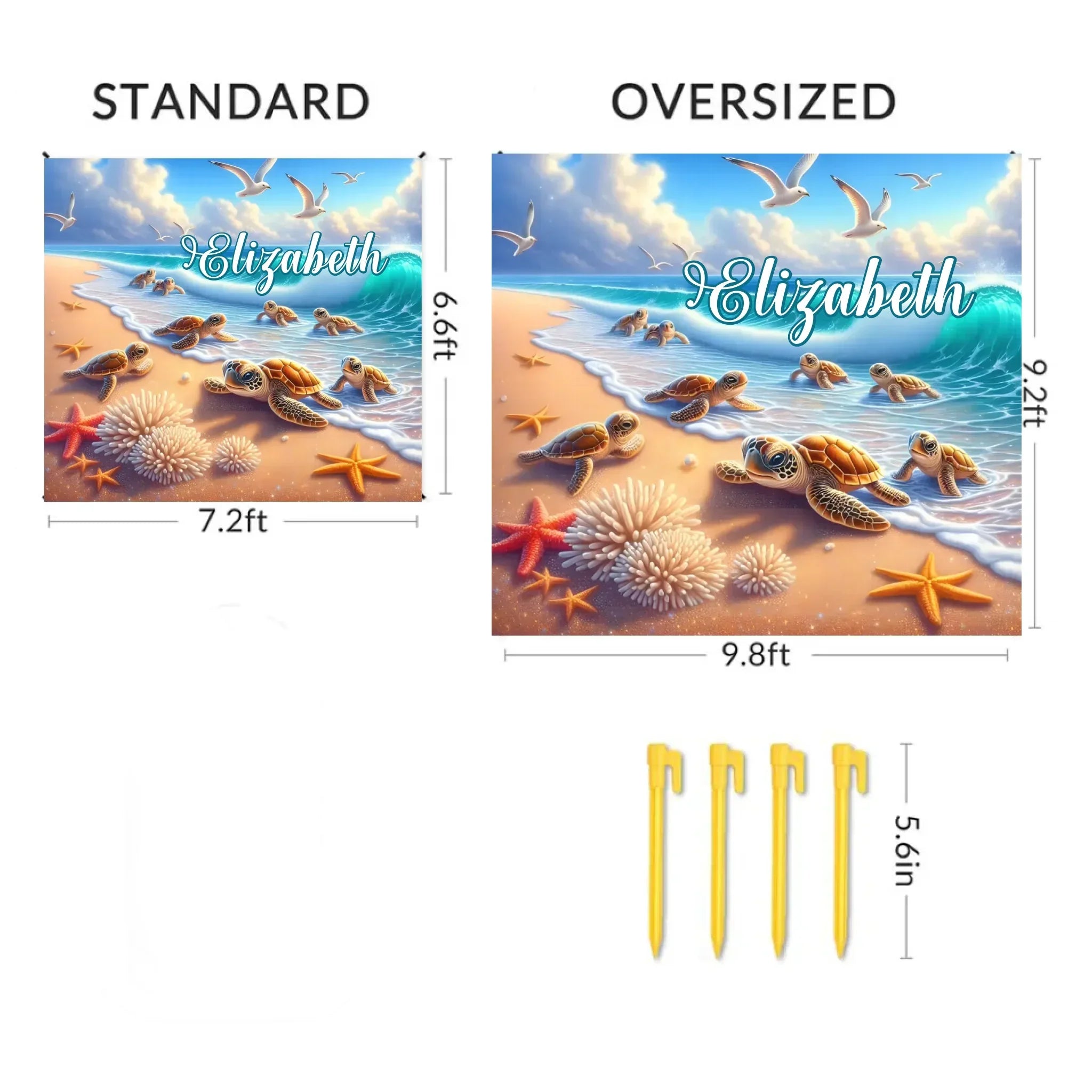 Customized Turtle Theme Beach Mat - Personalized Name - Gifts for Beach Tourism,Hiking Trips - Joliny