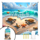 Customized Turtle Theme Beach Mat - Personalized Name - Gifts for Beach Tourism,Camping - Joliny