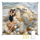Custom Embossed Sea Turtle Design Beach Mat - Personalized Names - Gifts for Beach Tourism,Camping - Joliny