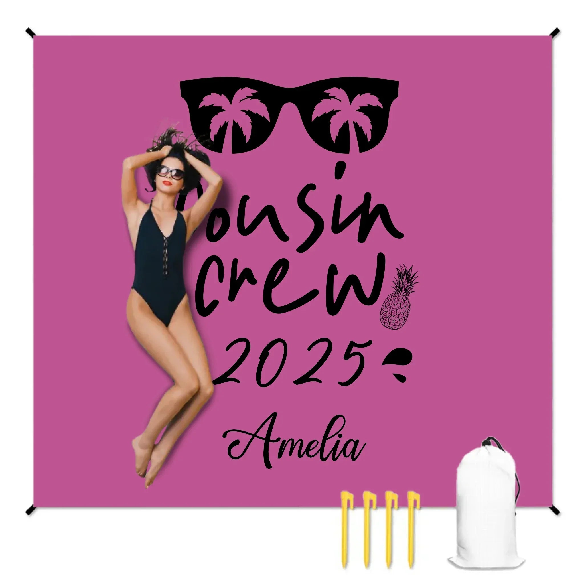 Cousin Crew Beach Mat - Custom Year & Names Family Gift for Pool & Beach