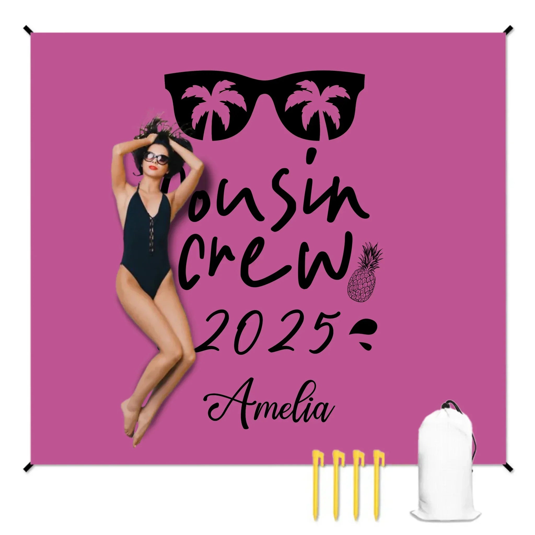 Cousin Crew Beach Mat - Custom Year & Names Family Gift for Pool & Beach - Joliny
