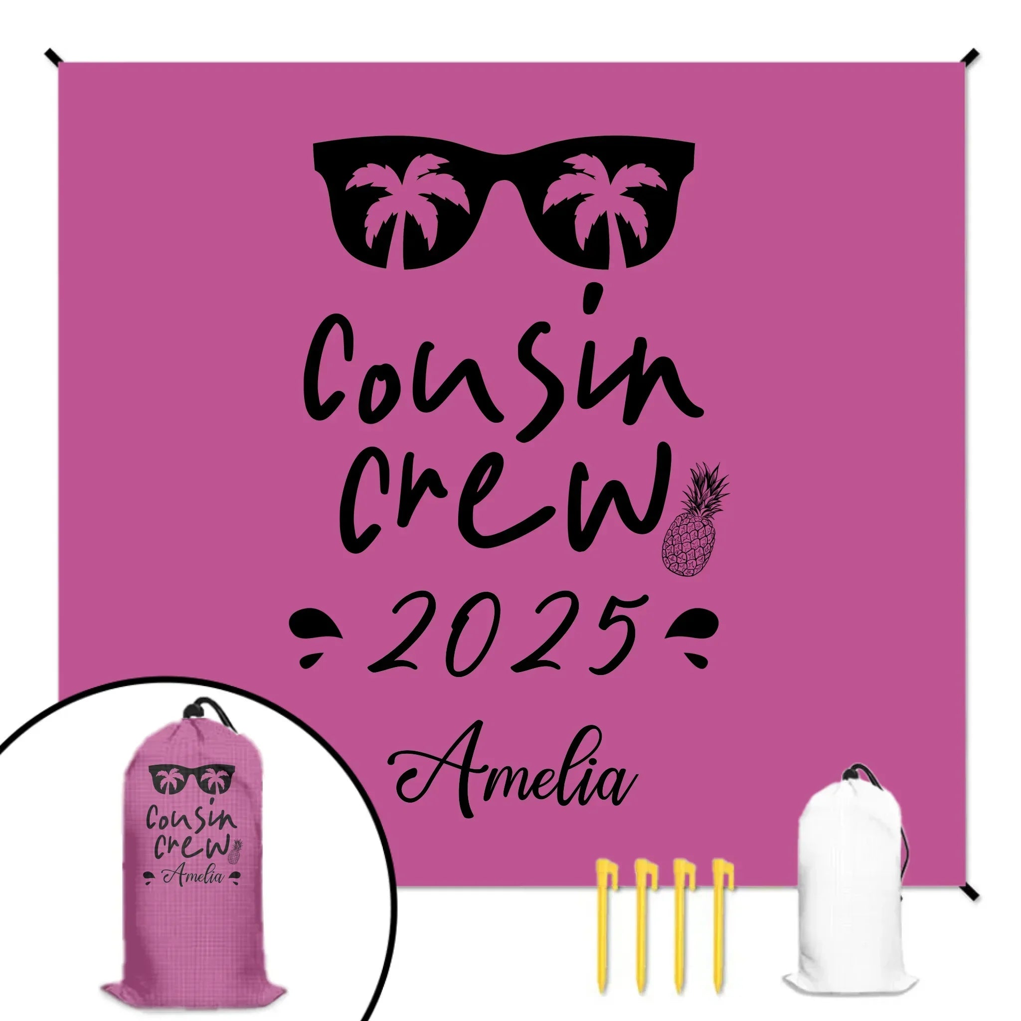 Cousin Crew Beach Mat - Custom Year & Names Family Gift for Pool & Beach