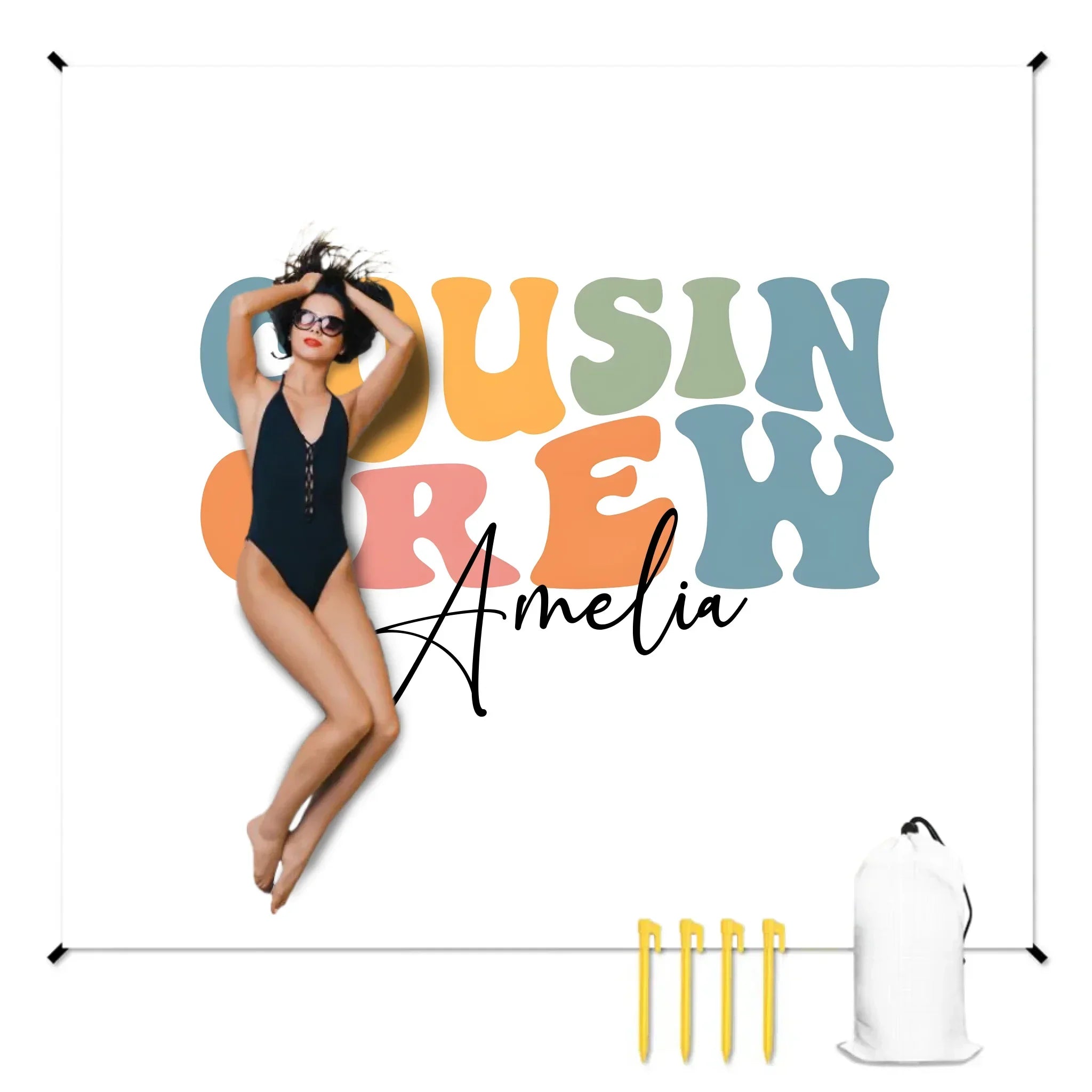Personalized Cousin Crew Beach Mat - Multi-Color Family Gift for Pool & Beach - Joliny