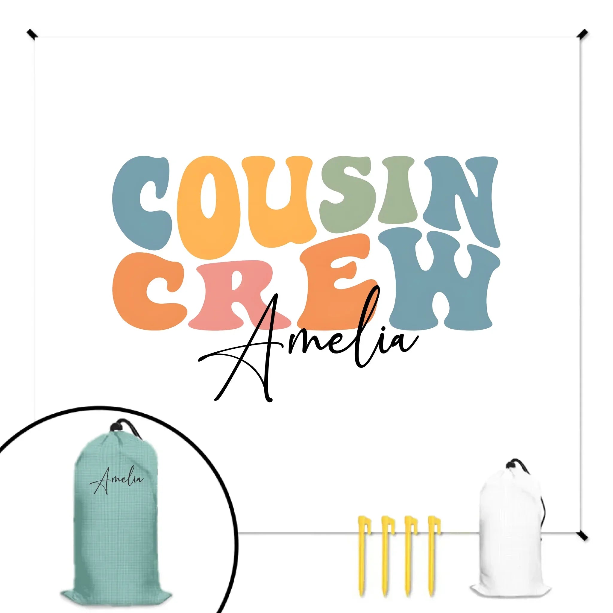 Personalized Cousin Crew Beach Mat - Multi-Color Family Gift for Pool & Beach