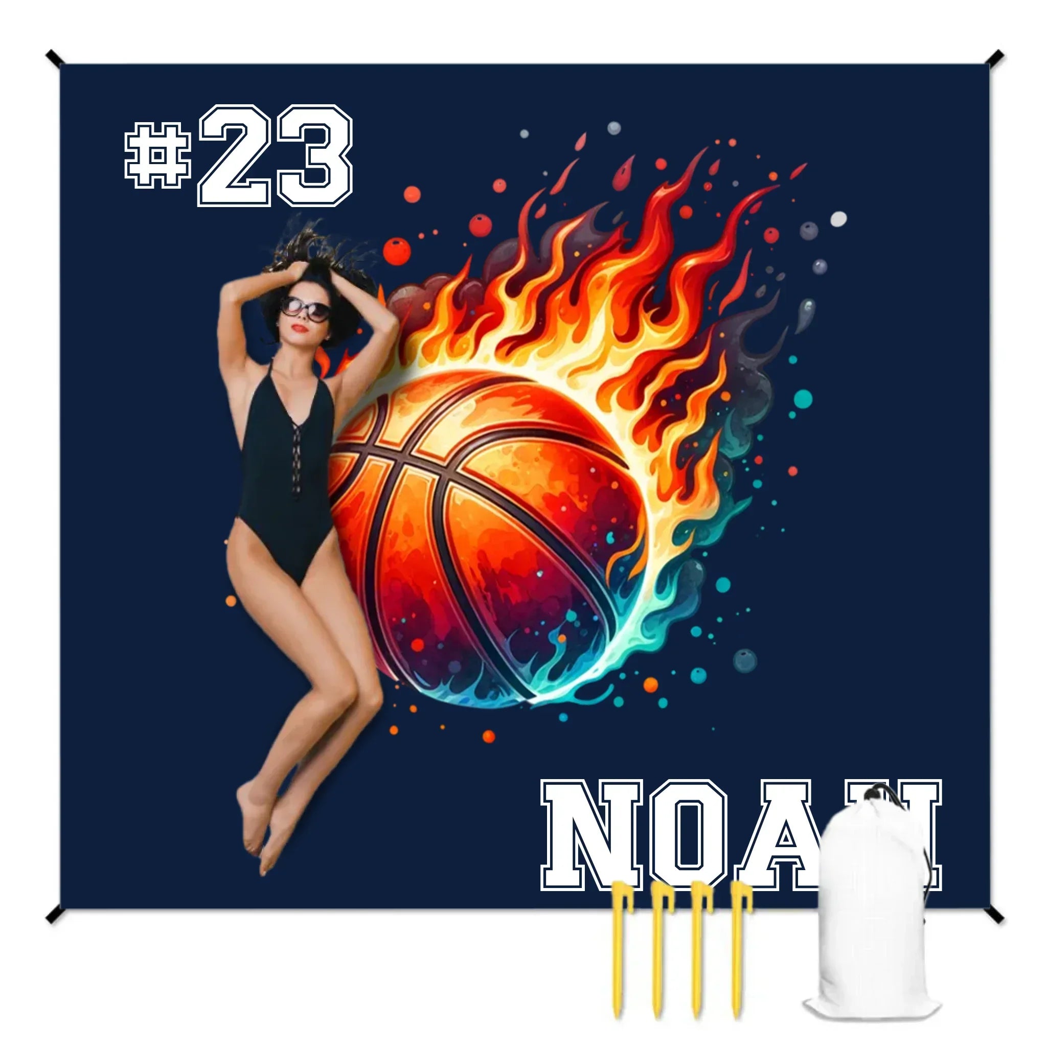 Sportsmanship Customized Ball Sports Beach Mat - Personalized Name And Number - A Gift For Sports Lovers - Joliny