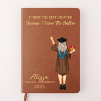 I Trust The Next Chapter - Personalized Custom Leather Journal - Graduation Gift - Joliny