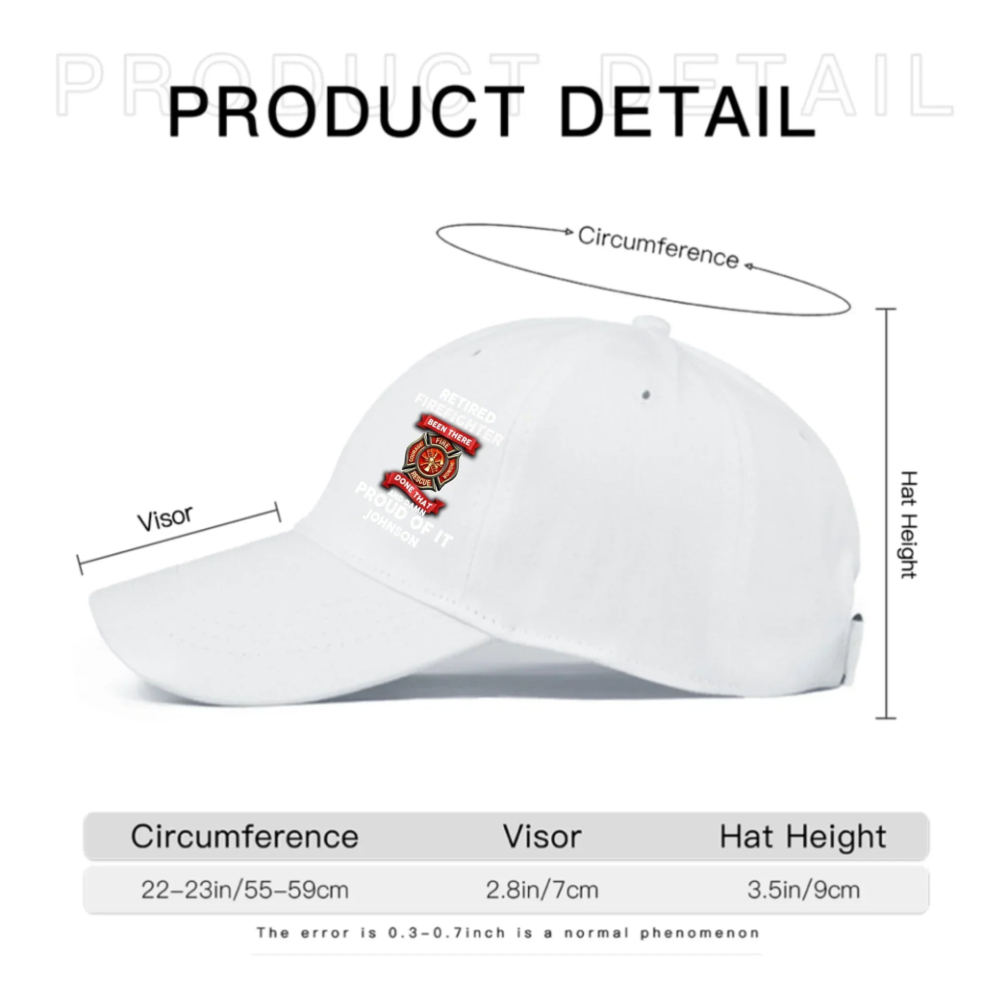 Personalized Firefighter Distressed Washed Cotton Printed Cap - Joliny