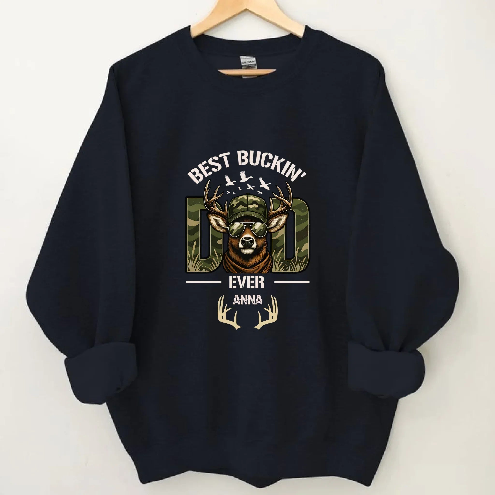 Hunter Dad Best Buckin' Dad Custom Kids Name - Personalized Shirt - Joliny