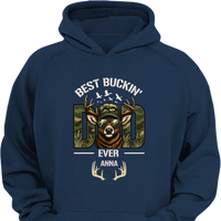 Hunter Dad Best Buckin' Dad Custom Kids Name - Personalized Shirt - Joliny