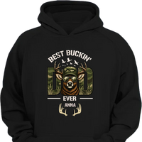 Hunter Dad Best Buckin' Dad Custom Kids Name - Personalized Shirt - Joliny