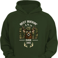 Hunter Dad Best Buckin' Dad Custom Kids Name - Personalized Shirt - Joliny
