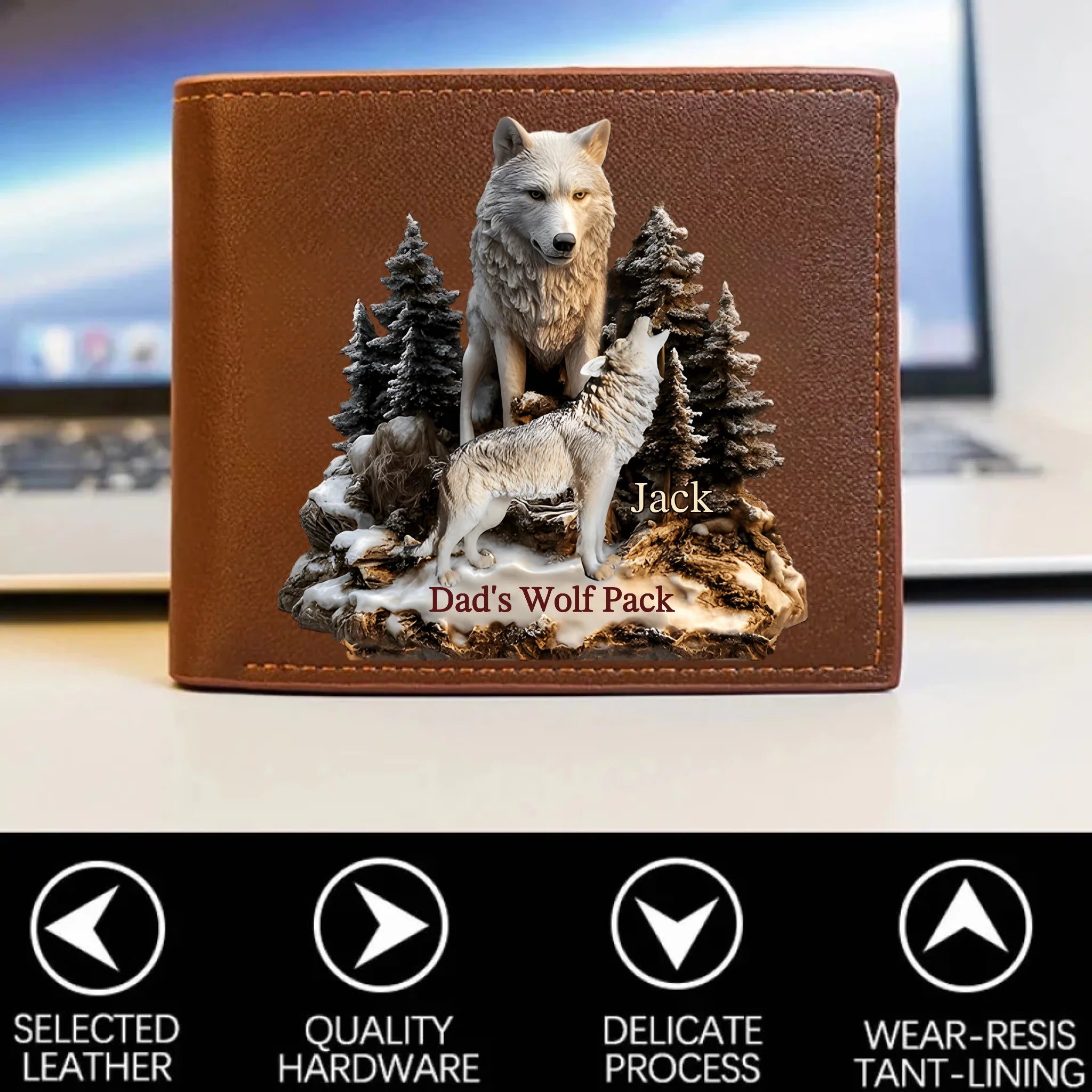Papa's Wolf - Personalized Father Custom Wallet
