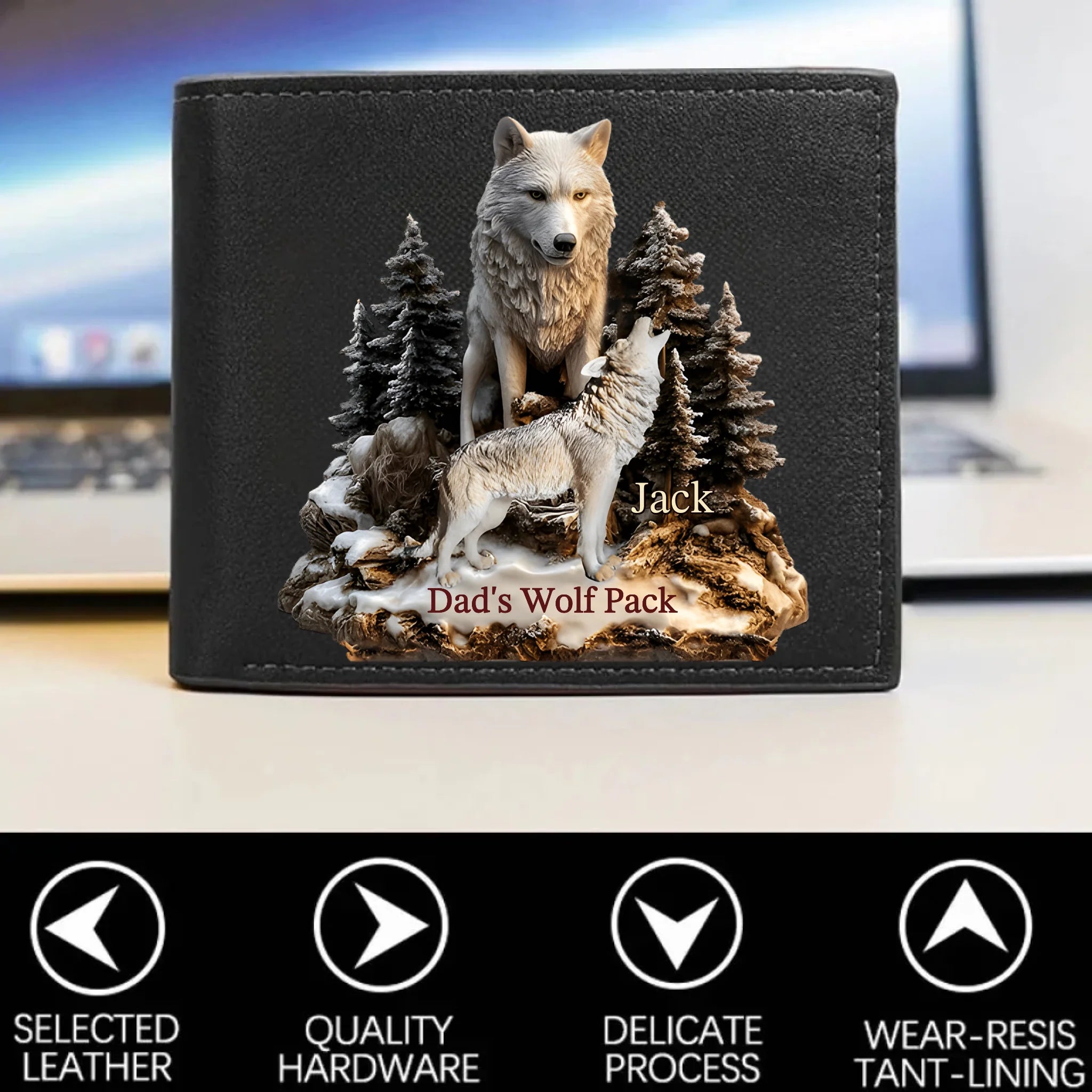Papa's Wolf - Personalized Father Custom Wallet