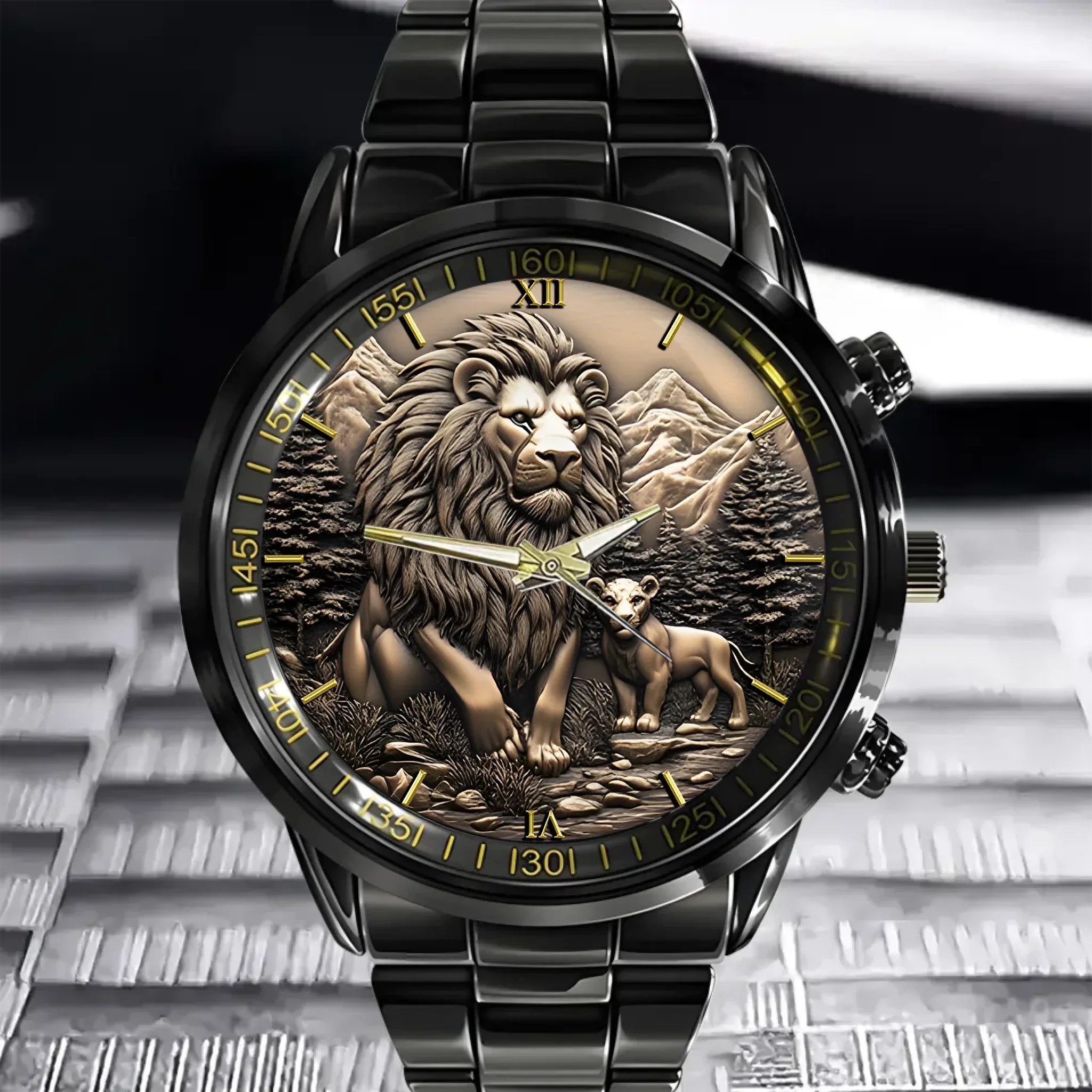 The King of Beasts - Personalized Parent-Child Name Animal Print Watch