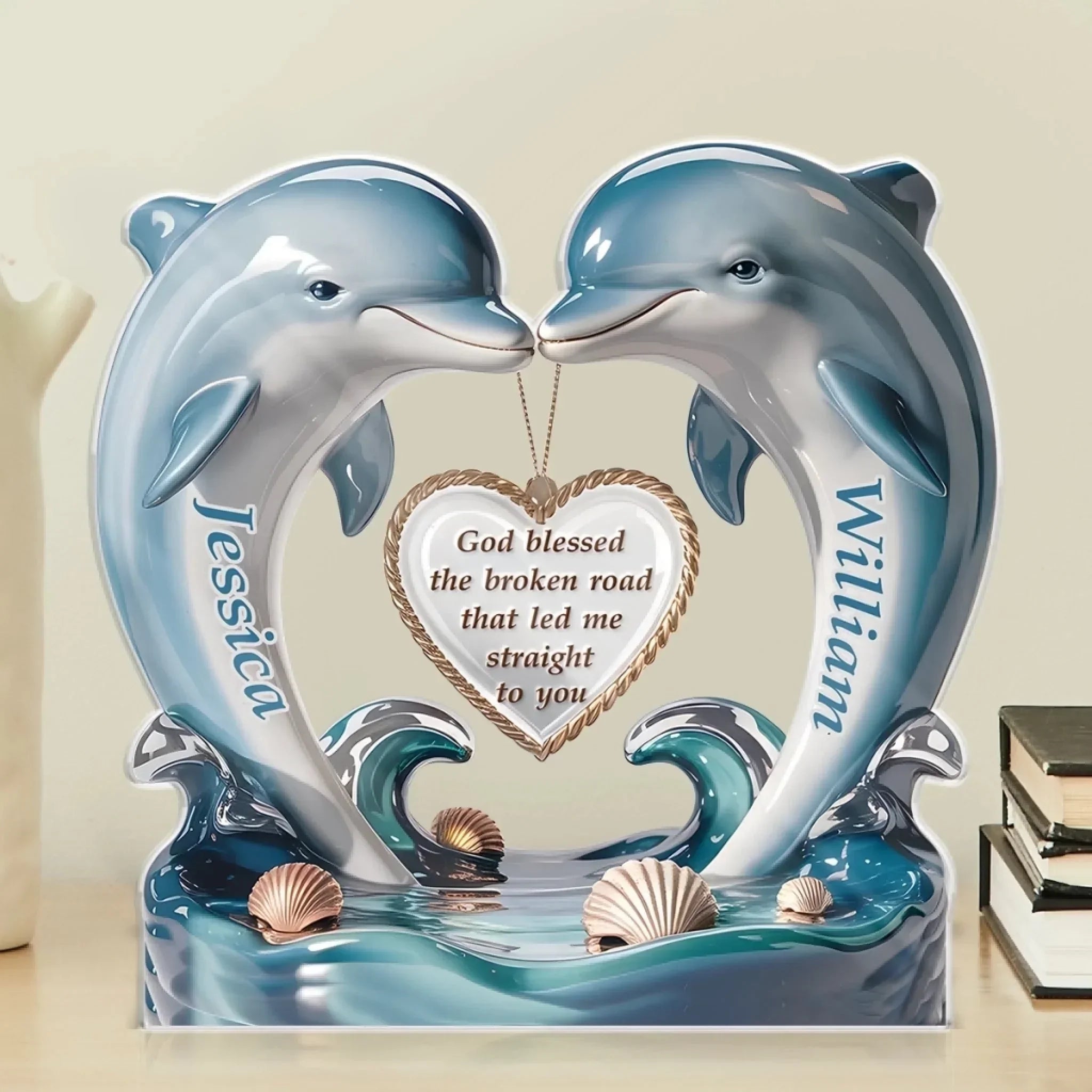 From One Heart To Another, Always - Couple Personalized Name Acrylic Plaque - Anniversary Gift