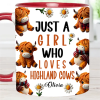 Just A Girl Who Loves Highland Cows - Personalized Highland Cow Accent Mug - Joliny