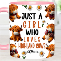 Just A Girl Who Loves Highland Cows - Personalized Highland Cow Accent Mug - Joliny