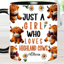 Just A Girl Who Loves Highland Cows - Personalized Highland Cow Accent Mug - Joliny