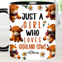 Just A Girl Who Loves Highland Cows - Personalized Highland Cow Accent Mug - Joliny