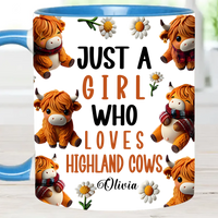 Just A Girl Who Loves Highland Cows - Personalized Highland Cow Accent Mug - Joliny