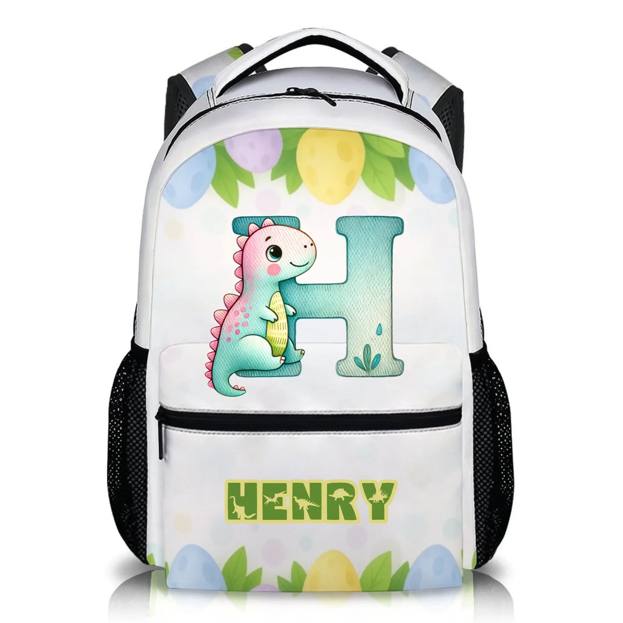 Customized Backpacks for Kids - Cartoon Dinosaur Design with Customized Name and Initials - School Season Gift for Kids
