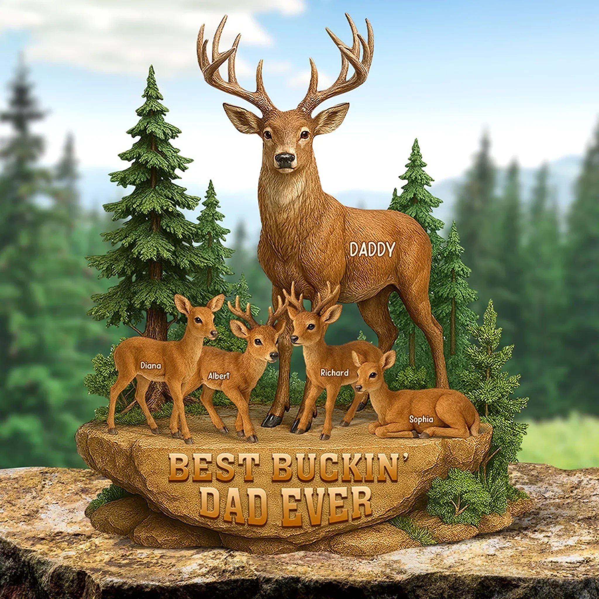 Deer Dad Acrylic Plaque - Personalized Gifts For Dad
