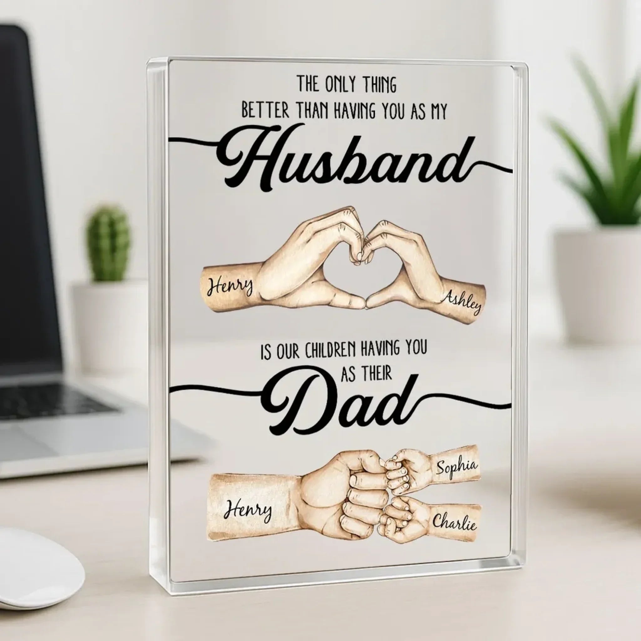 The Only Thing Better Husband Dad Hands - Personalized Acrylic Block