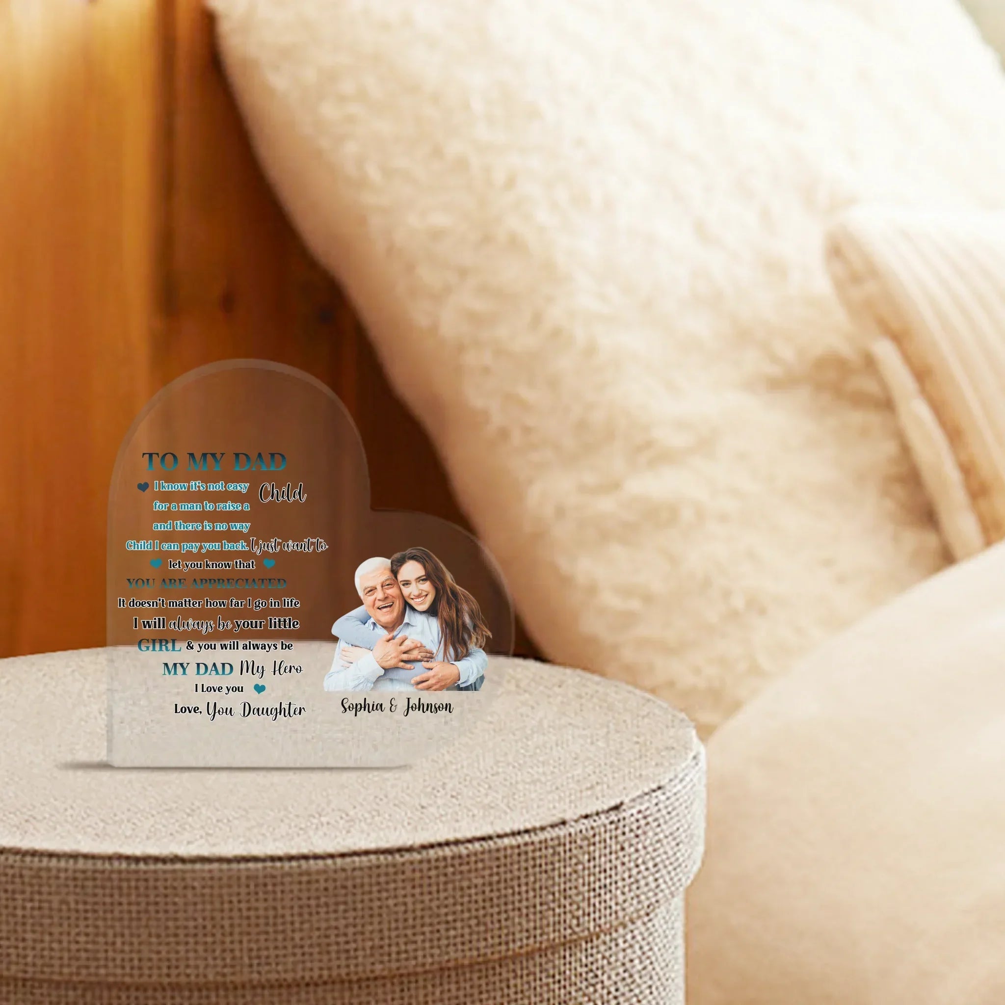 To My Dad - Personalized Love Dad Shaped Acrylic Plaque - Joliny