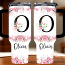 Floral Lettered Car Cup - Romantic Car Cup with Personalized Name 40oz Tumbler - Joliny
