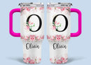 Floral Lettered Car Cup - Romantic Car Cup with Personalized Name 40oz Tumbler - Joliny