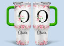 Floral Lettered Car Cup - Romantic Car Cup with Personalized Name 40oz Tumbler - Joliny