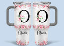 Floral Lettered Car Cup - Romantic Car Cup with Personalized Name 40oz Tumbler - Joliny